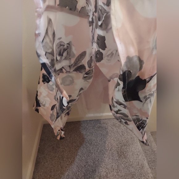 Windsor Black Top with Mesh Midriff Floral Pink and Tulle Train Full Skirt Dress - Picture 6 of 12